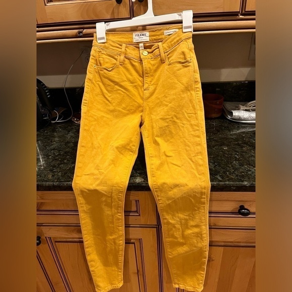 FRAME le high skinny crop yellow jeans size 26 - Picture 2 of 3
